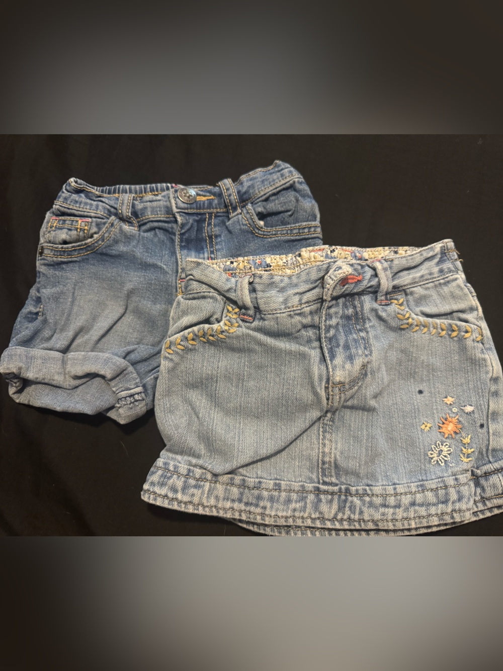 Bundle of girls 24m denim skirt and denim shorts